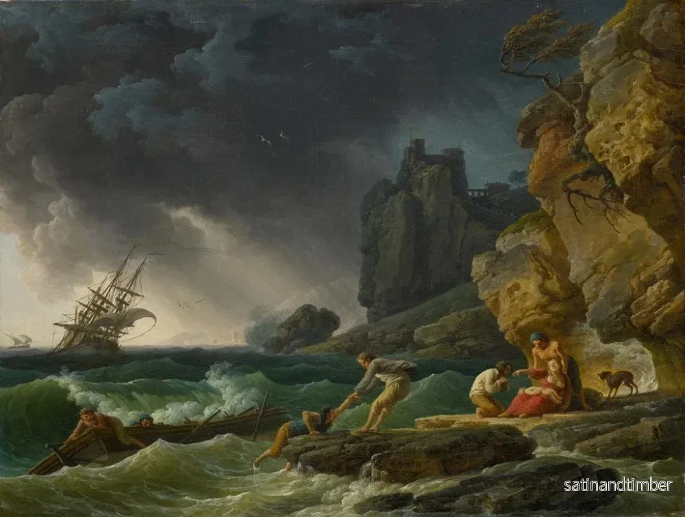 Reproduktion av målningen av åskvädersscen med skeppsbrutna - Claude-Joseph Vernet - Bild 2