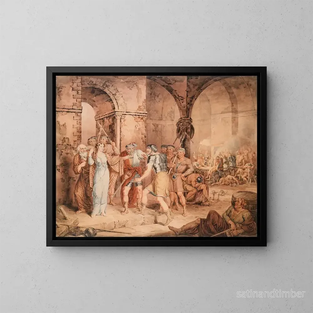 Reproduktion av målningen La salle de garde de La Dame du lac - George Grattan