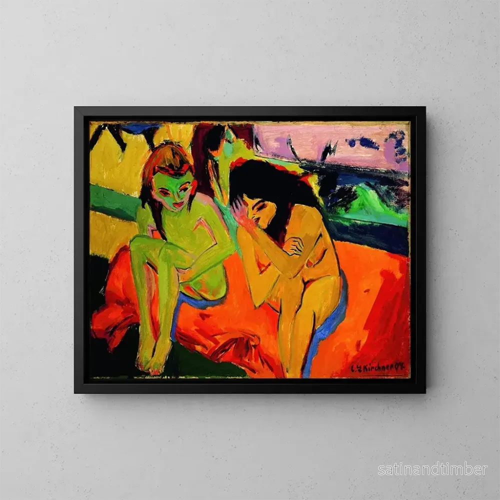 Reproduktion av målningen Två flickor - Ernst Ludwig Kirchner