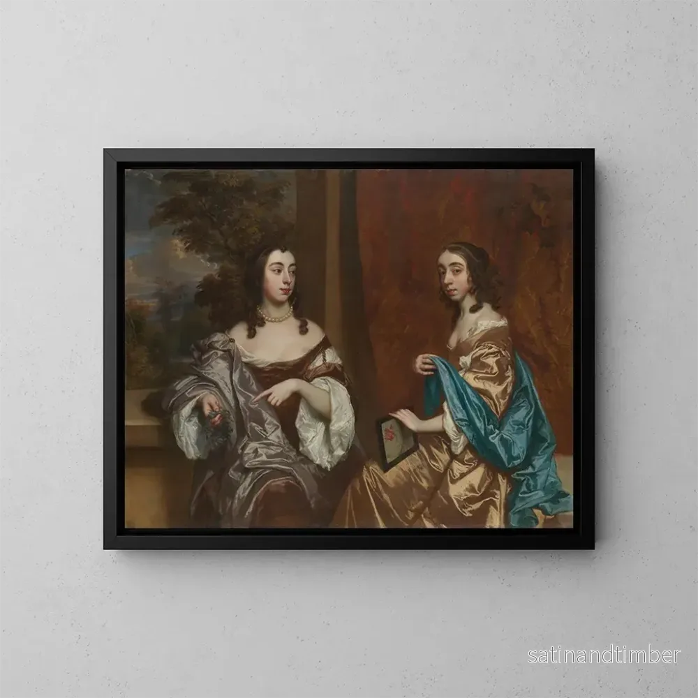 Reproduktion av målningen av Mary Capel, hertiginna av Beaufort, och hennes syster Elizabeth, grevinna av Carnarvon - Sir Peter Lely