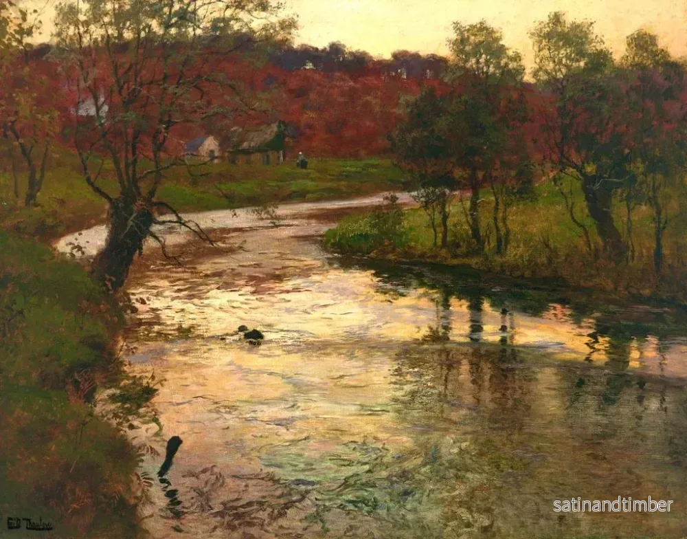 Reproduktion av målningen av solnedgång vid floden Elle nära Quimper, Frankrike - Frits Thaulow - Bild 2