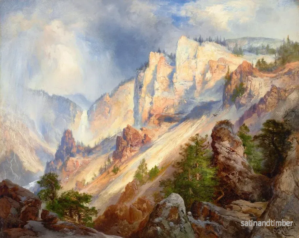 Reproduktion av målningen En tillfällig regnskur i Yellowstone canyon - Thomas Moran - Bild 2