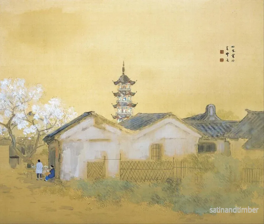 Reproduktion av målningen av Lugn vår i Jiangnan - Takeuchi Seihō - Bild 2