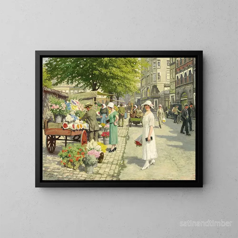 Reproduktion av målningen Dames des fleurs au marché d'Amagertorv - Paul Fischer