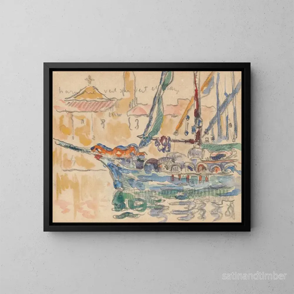 Reproduktion av målningen Saint-Tropez, les tartanes - Paul Signac
