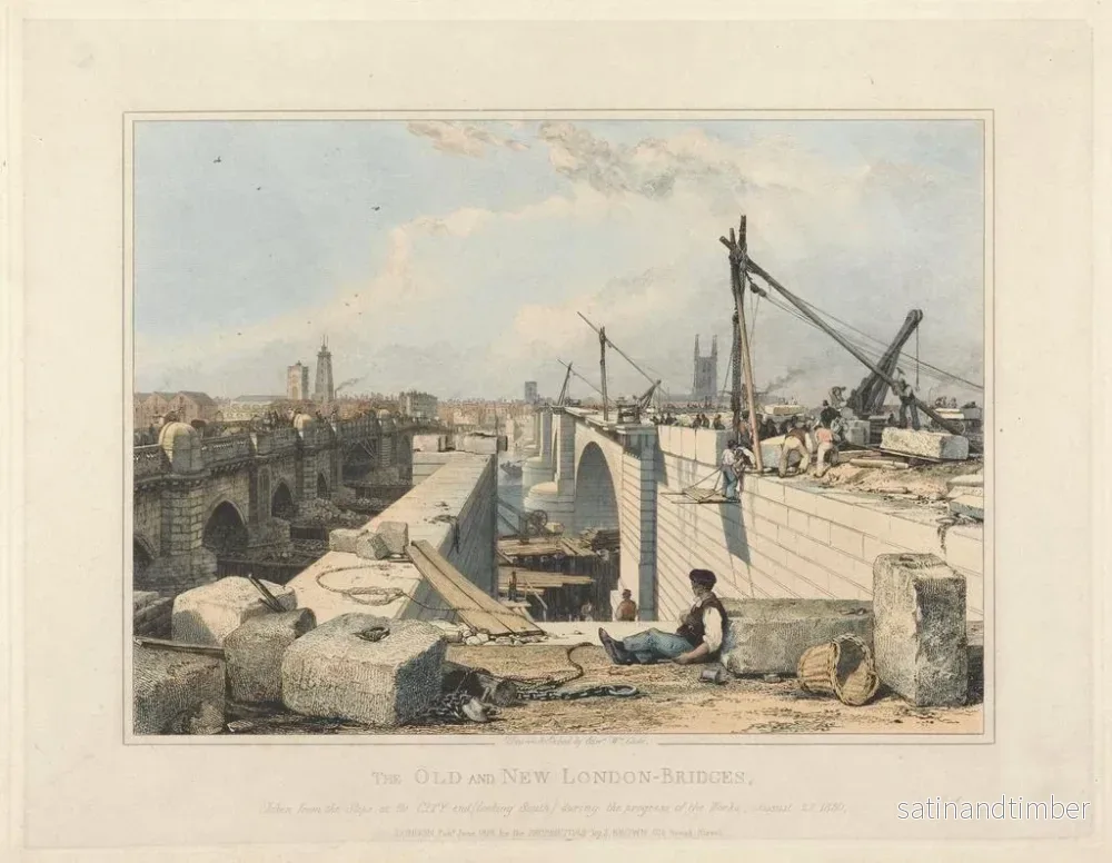 Reproduktion av målningen av den gamla och den nya bron i London - Edward William Cooke - Bild 2