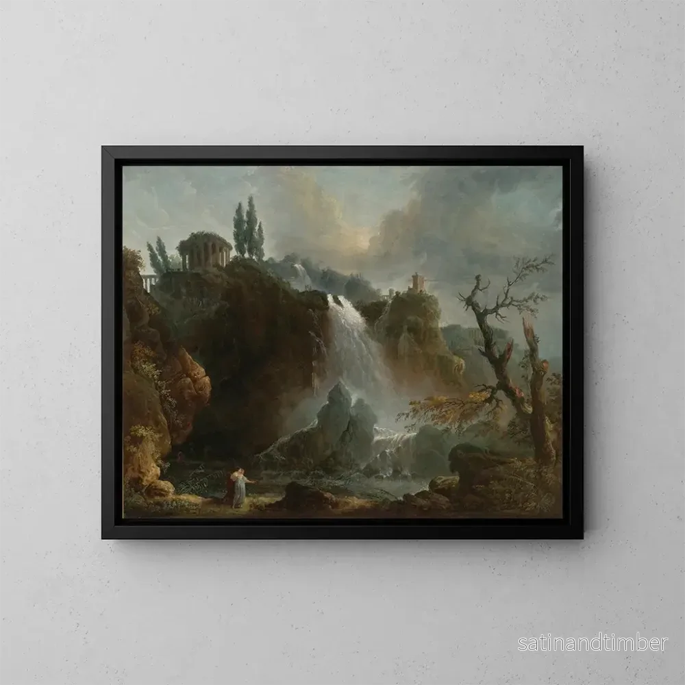 Reproduktion av målningen Les Cascades de Tivoli - Hubert Robert