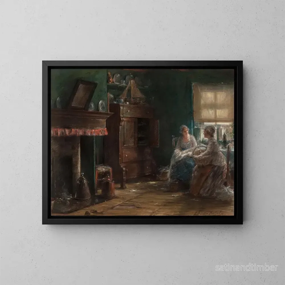 Reproduktion av målningen En eftermiddagsprat - Edward Antoon Portielje