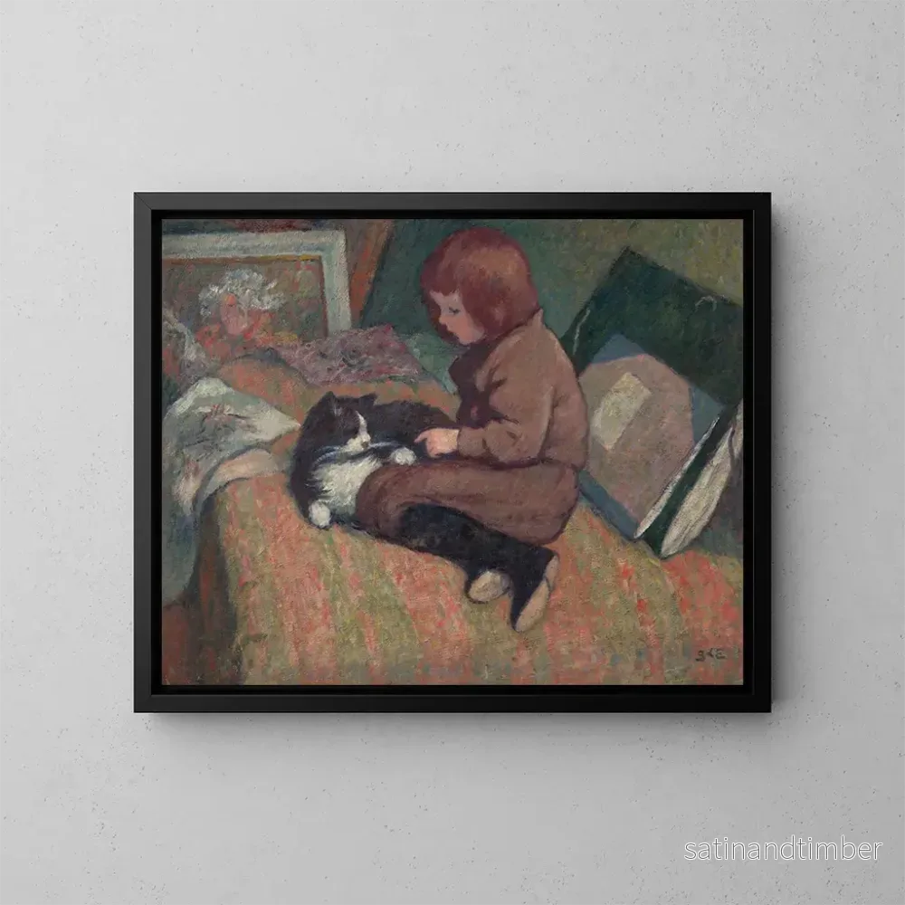 Reproduktion av målningen Lilla barnet med katten - Georges d'Espagnat