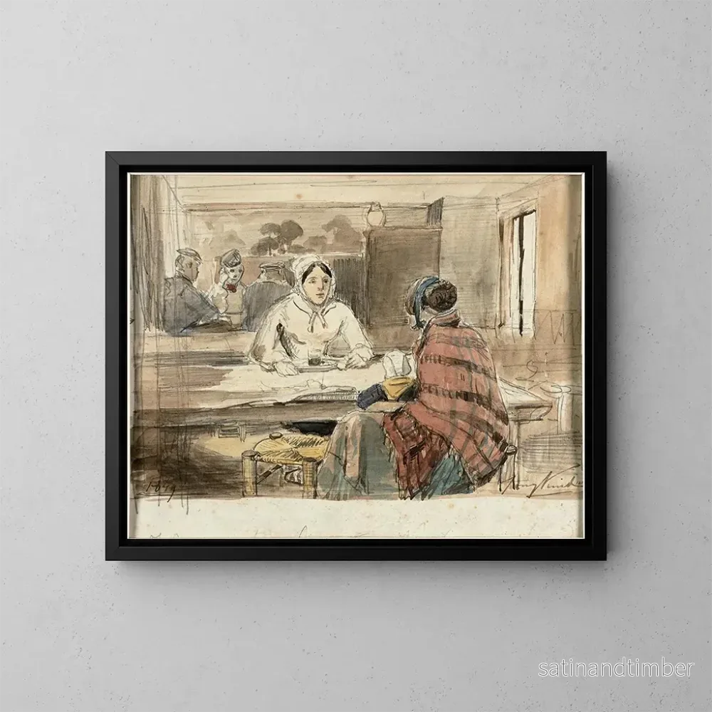Reproduktion av målningen Två kvinnor i ett café – Johan Barthold Jongkind Reproduktion av målningen Två kvinnor i ett café – Johan Barthold Jongkind