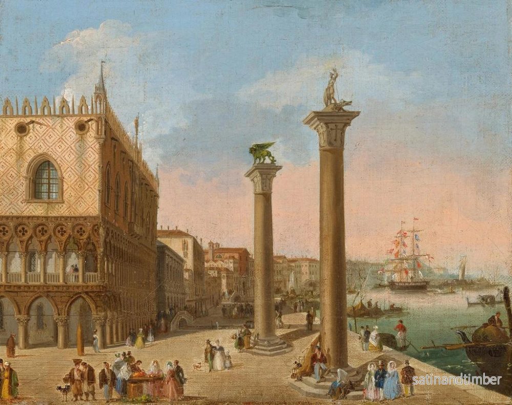 Reproduktion av målningen Le Môle mot Riva degli Schiavoni i Venedig - Giuseppe Bernardino Bison - Bild 2