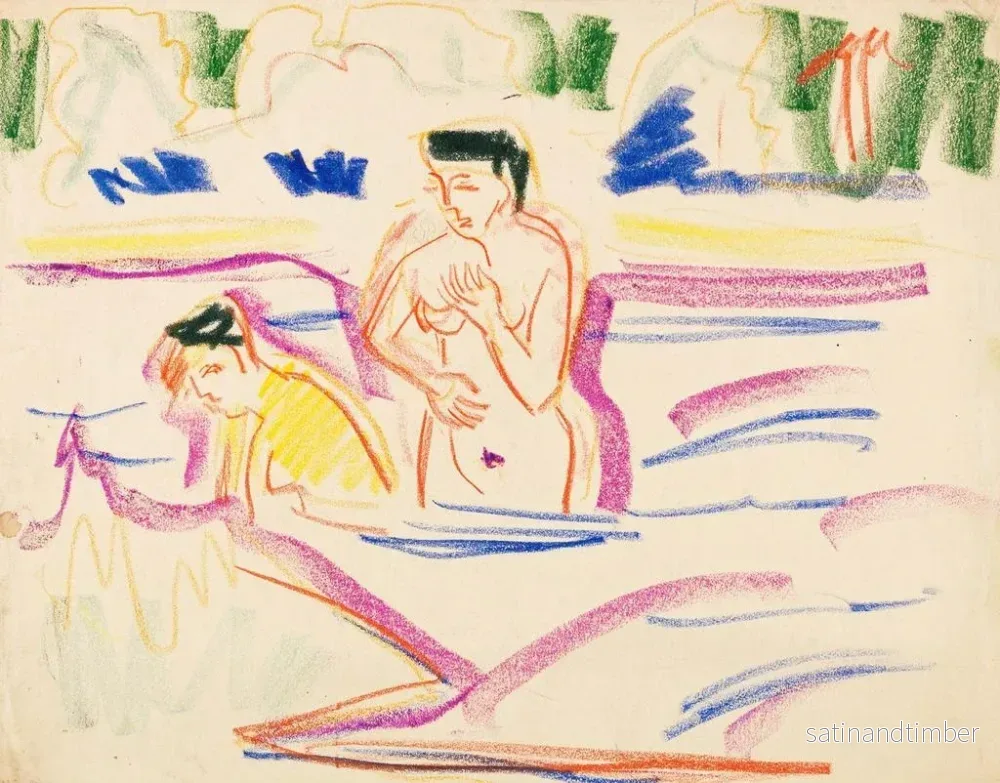 Reproduktion av målningen av nakna kvinnor som badar - Ernst Ludwig Kirchner - Bild 2