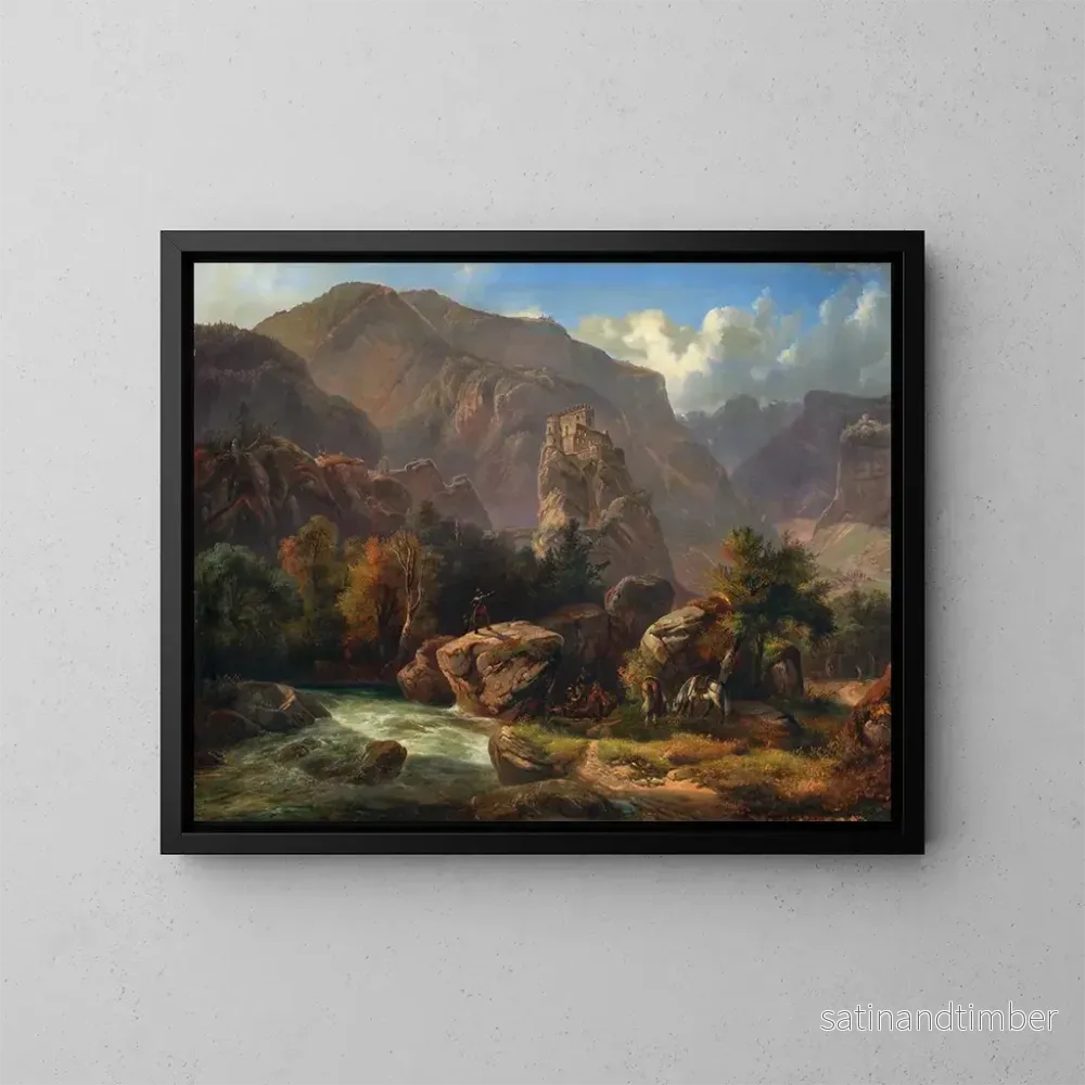 Reproduktion av målningen Château de Salurn i Syd-Tyrol - Ludwig Neelmeyer