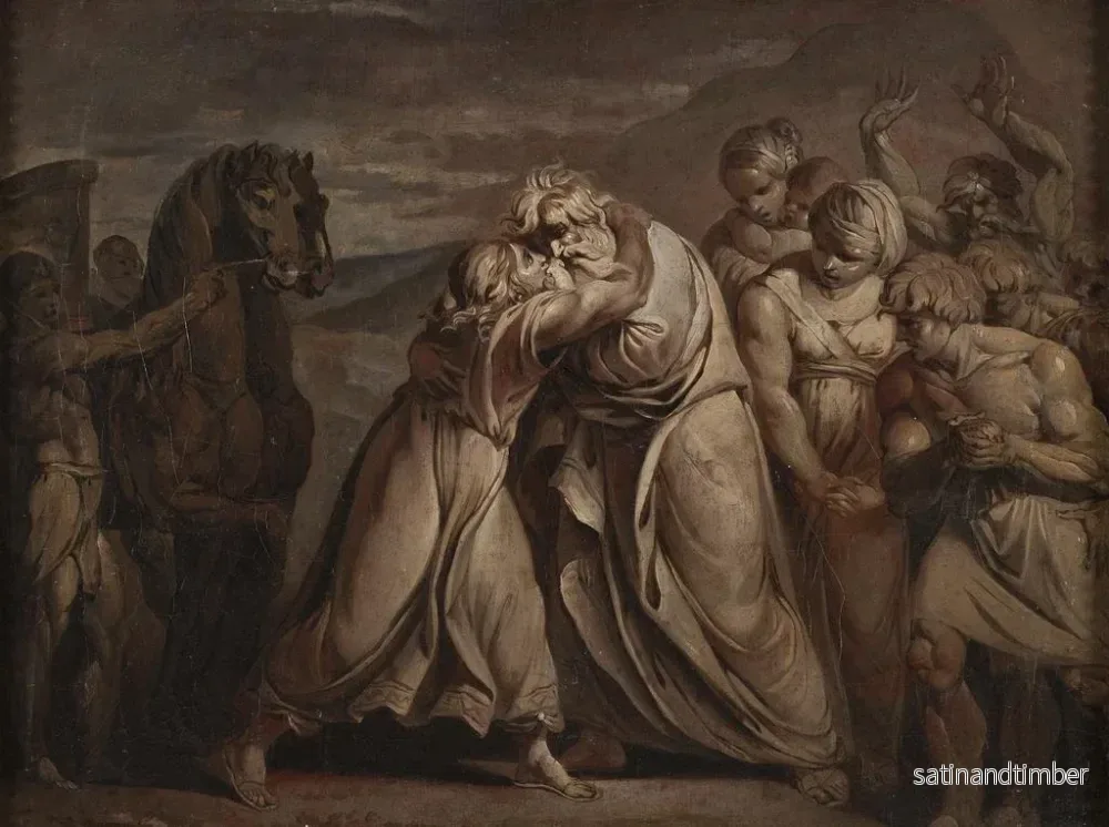 Reproduktion av målningen Joseph återfinner sin far Jakob i öknen - Jean-Antoine Julien de Parme - Bild 2