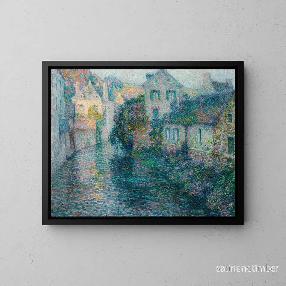 Reproduktion av målningen Les Vieilles Maisons de Quimper - Henri Le Sidaner
