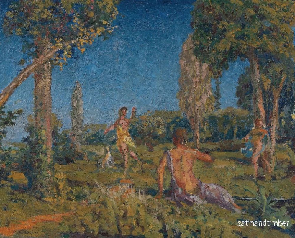 Reproduktion av målningen av Artémis med en hund och två följeslagare vid en källa - Ker Xavier Roussel - Bild 2
