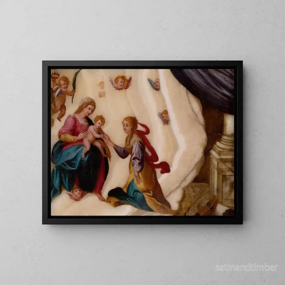 Reproduktion av målningen Le Mariage mystique de sainte Catherine - Ecole de Antonio Tempesta