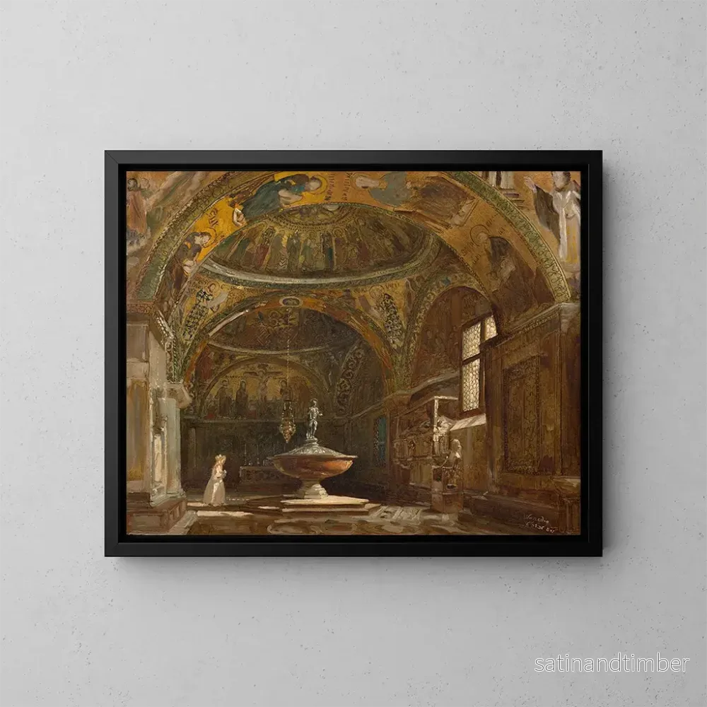 Reproduktion av målningen Baptistkaret i basilikan Saint-Marc – Carl Georg Anton Graeb Reproduktion av målningen Baptistkaret i basilikan Saint-Marc – Carl Georg Anton Graeb