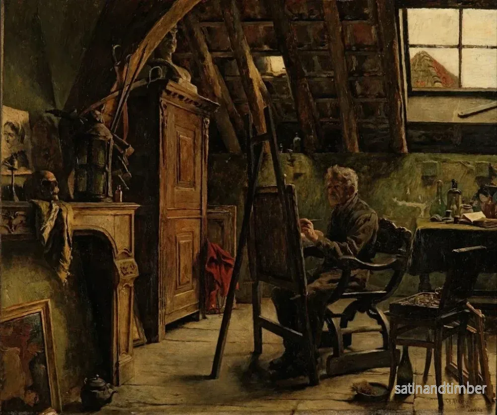 Reproduktion av målningen Atelier d'un peintre - Charles Mertens - Bild 2