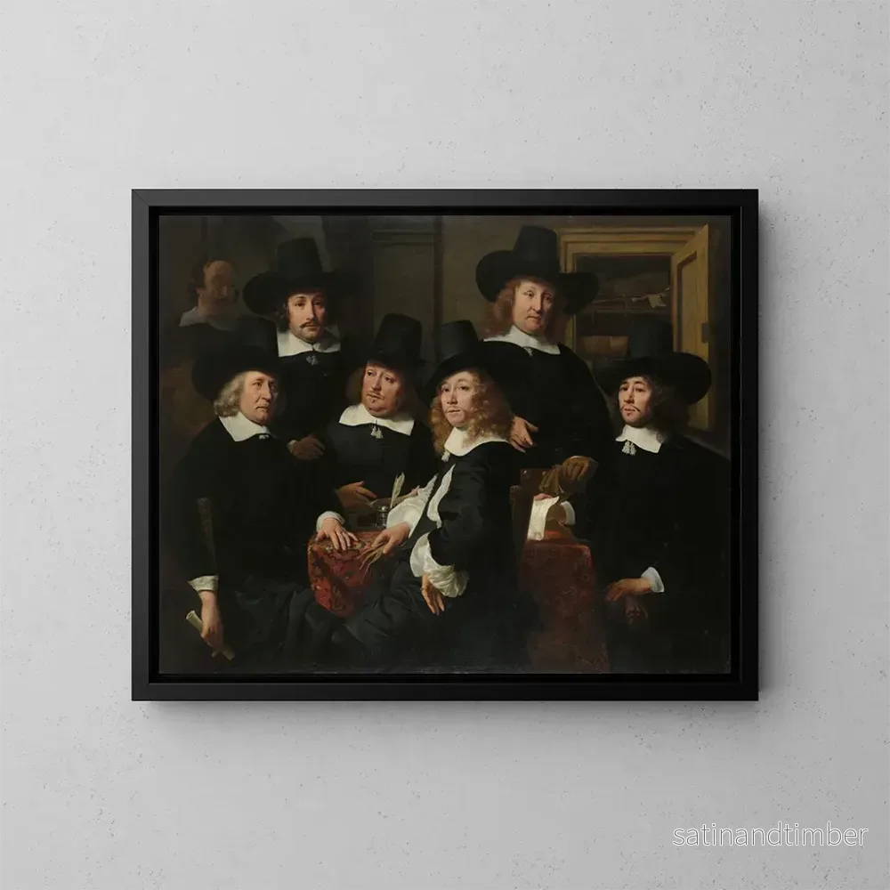 Reproduktion av målningen Sex regenter och institutets lärare för den yttre hjälpen till fattiga, Amsterdam 1657 – Ferdinand Bol Reproduktion av målningen Sex regenter och institutets lärare för den yttre hjälpen till fattiga, Amsterdam 1657 – Ferdinand Bol