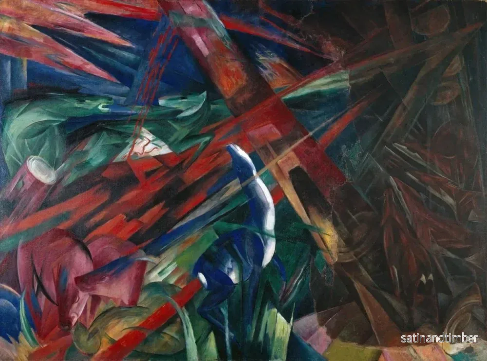Reproduktion av målningen av Destins animaux. Träden har visat sina årsringar, djuren sina vener - Franz Marc - Bild 2