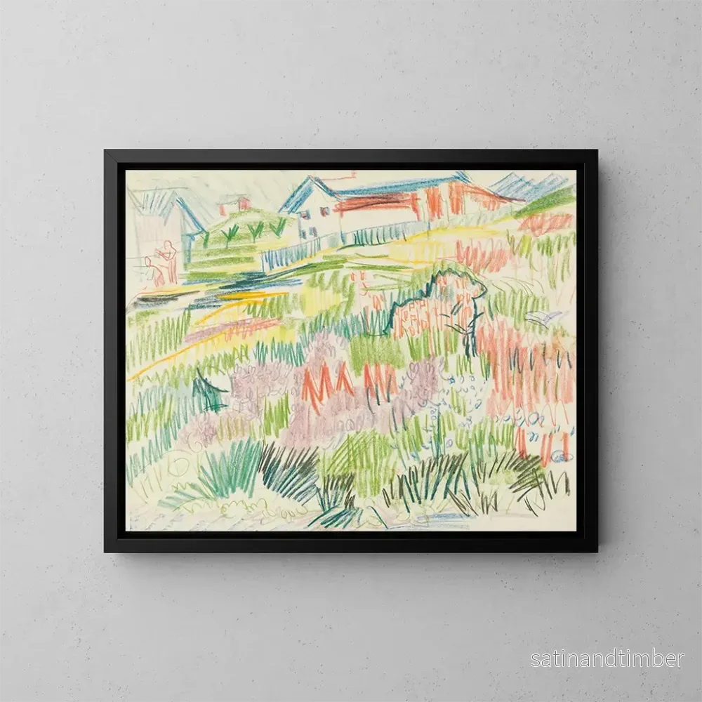Reproduktion av målningen Prairie fleurie avec maisons - Ernst Ludwig Kirchner