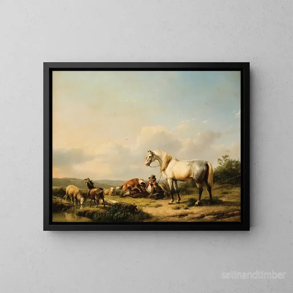 Reproduktion av målningen Cavalier au repos - Eugène Joseph Verboeckhoven