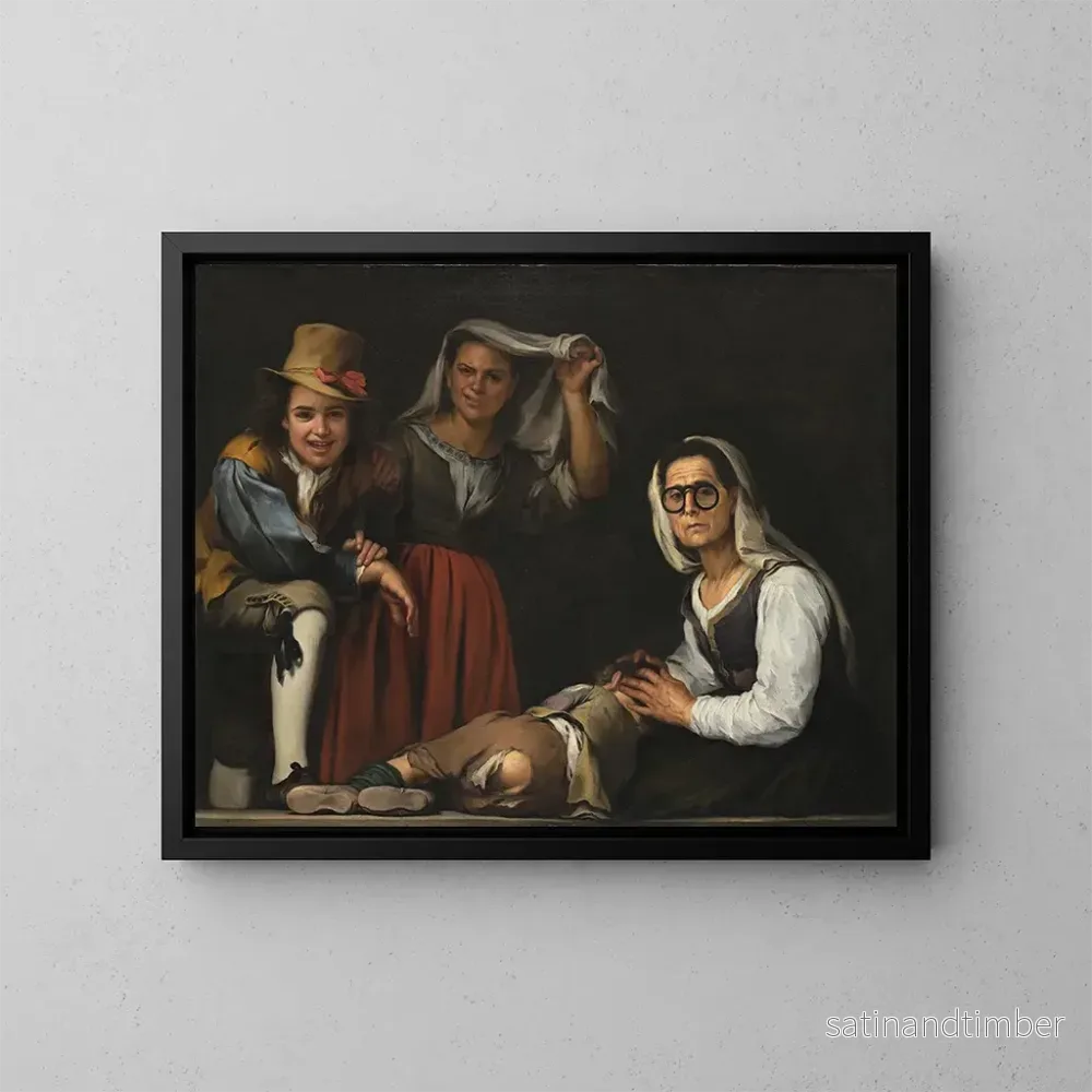 Reproduktion av målningen av fyra figurer på en trappa - Bartolomé Esteban Murillo