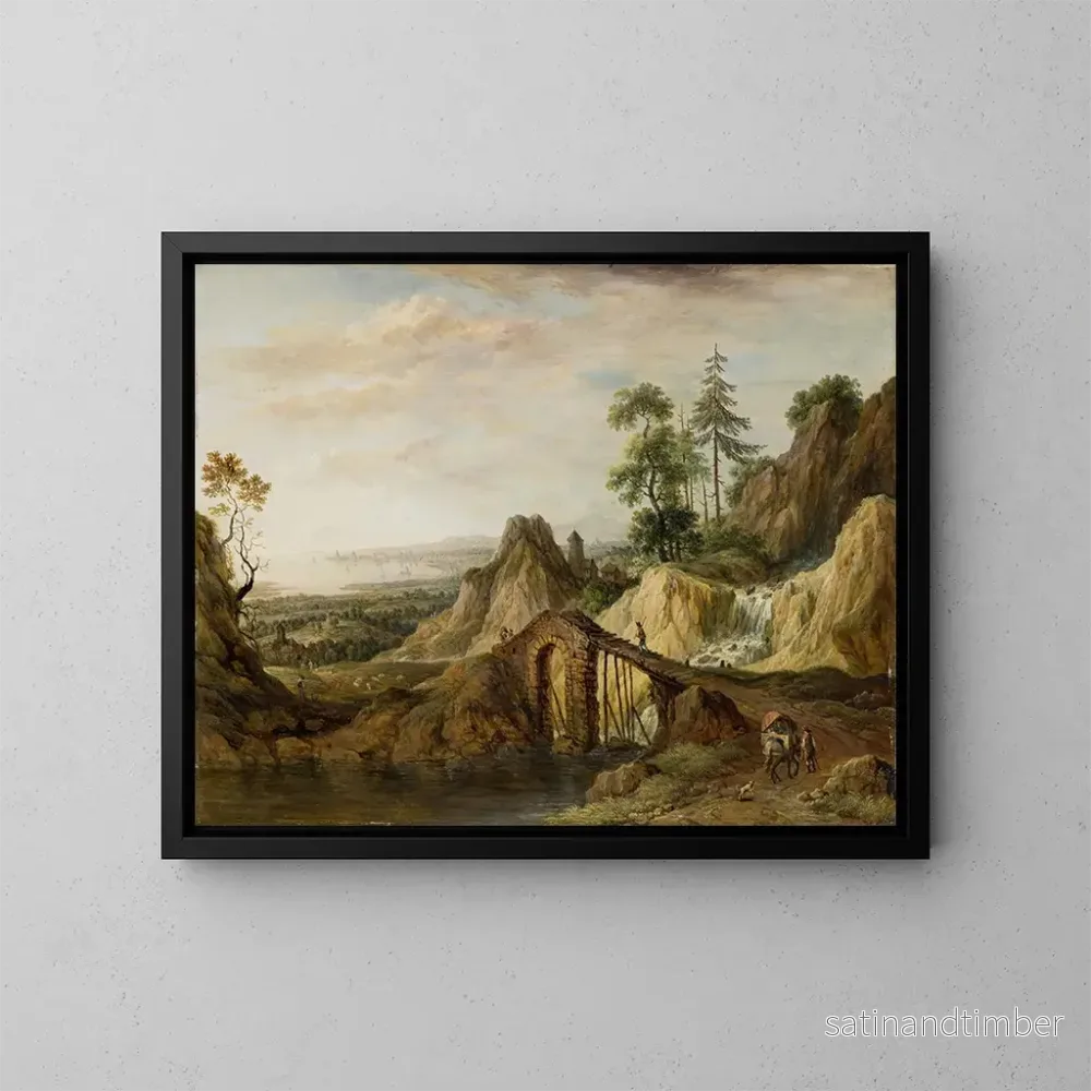 Reproduktion av målningen Landskap med en bro – Christian Georg Schütz den Äldre Reproduktion av målningen Landskap med en bro – Christian Georg Schütz den Äldre