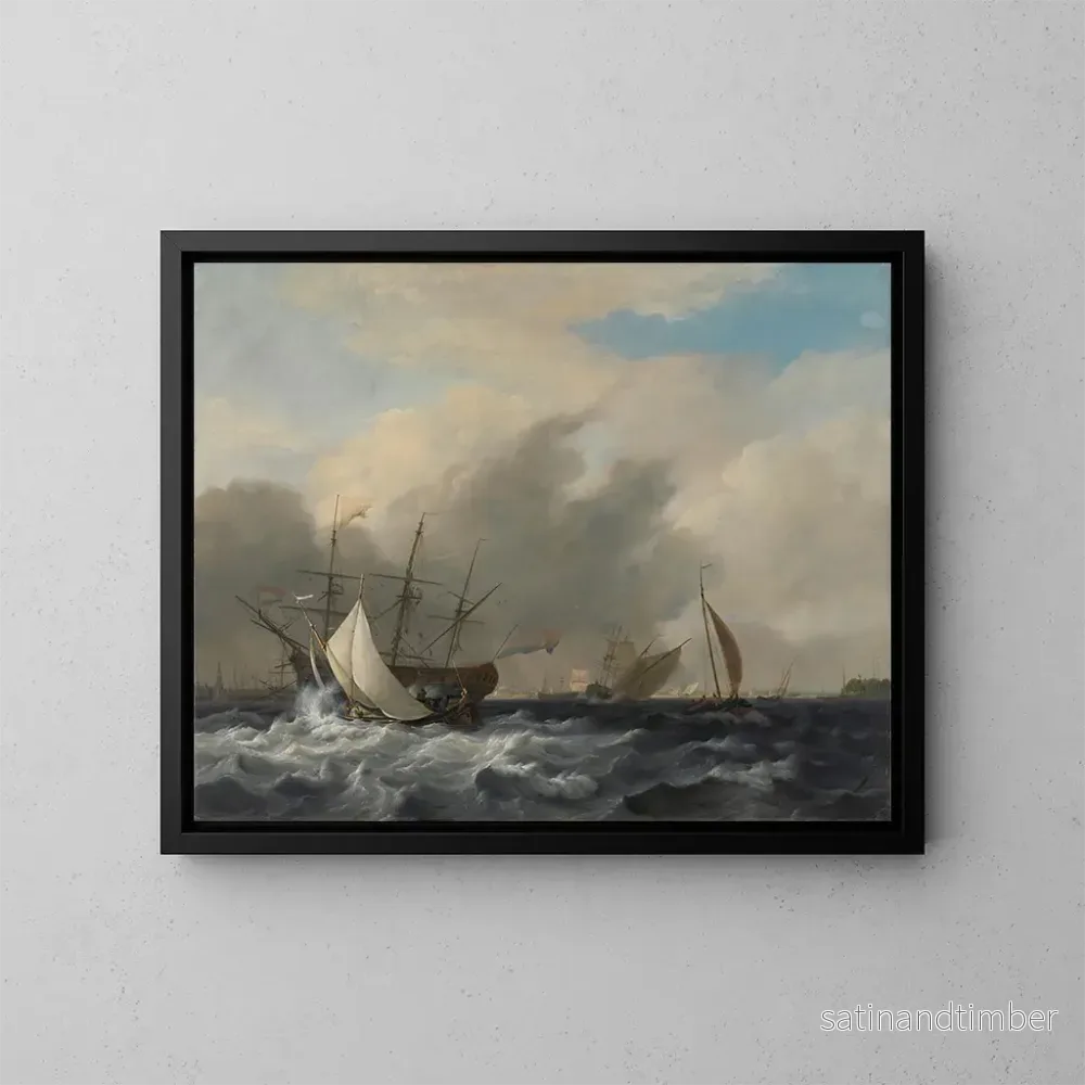 Reproduktion av målningen Le vaisseau de guerre de la marine à Amsterdam au Westerlaag à Amsterdam – Nicolaas Baur Reproduktion av målningen Le vaisseau de guerre de la marine à Amsterdam au Westerlaag à Amsterdam – Nicolaas Baur