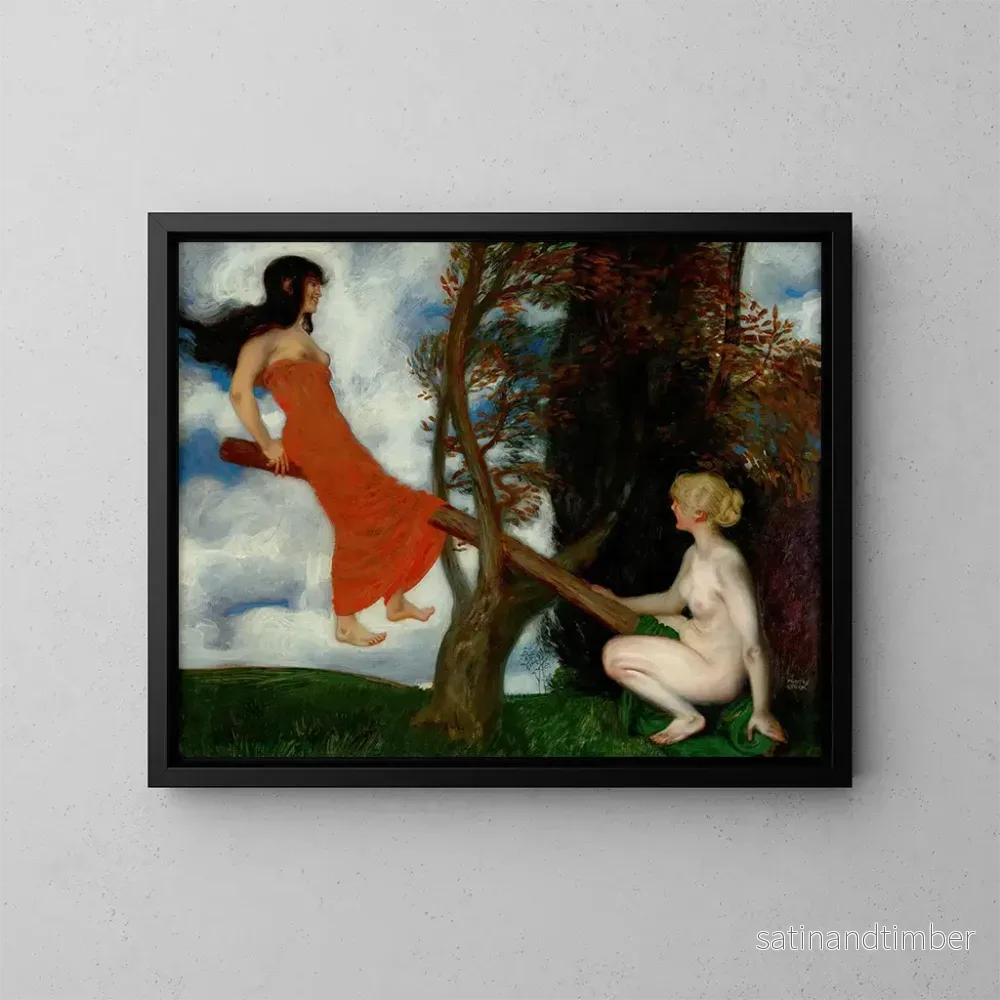 Reproduktion av målningen Le Balançoire - Franz von Stuck