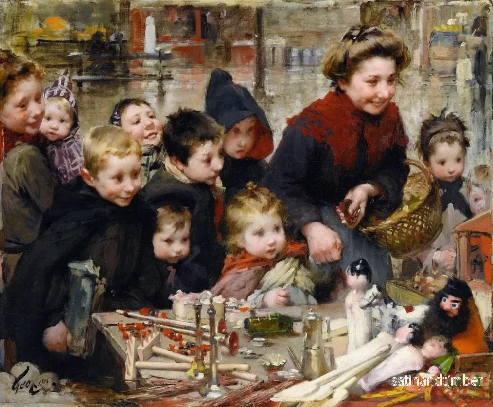 Reproduktion av målningen La Joie des petits - Henri Jules Jean Geoffroy - Bild 2