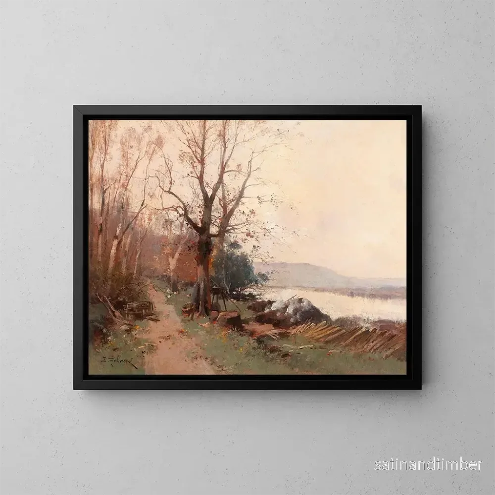 Reproduktion av målningen Landskap vid floden - Eugène Galien-Laloue