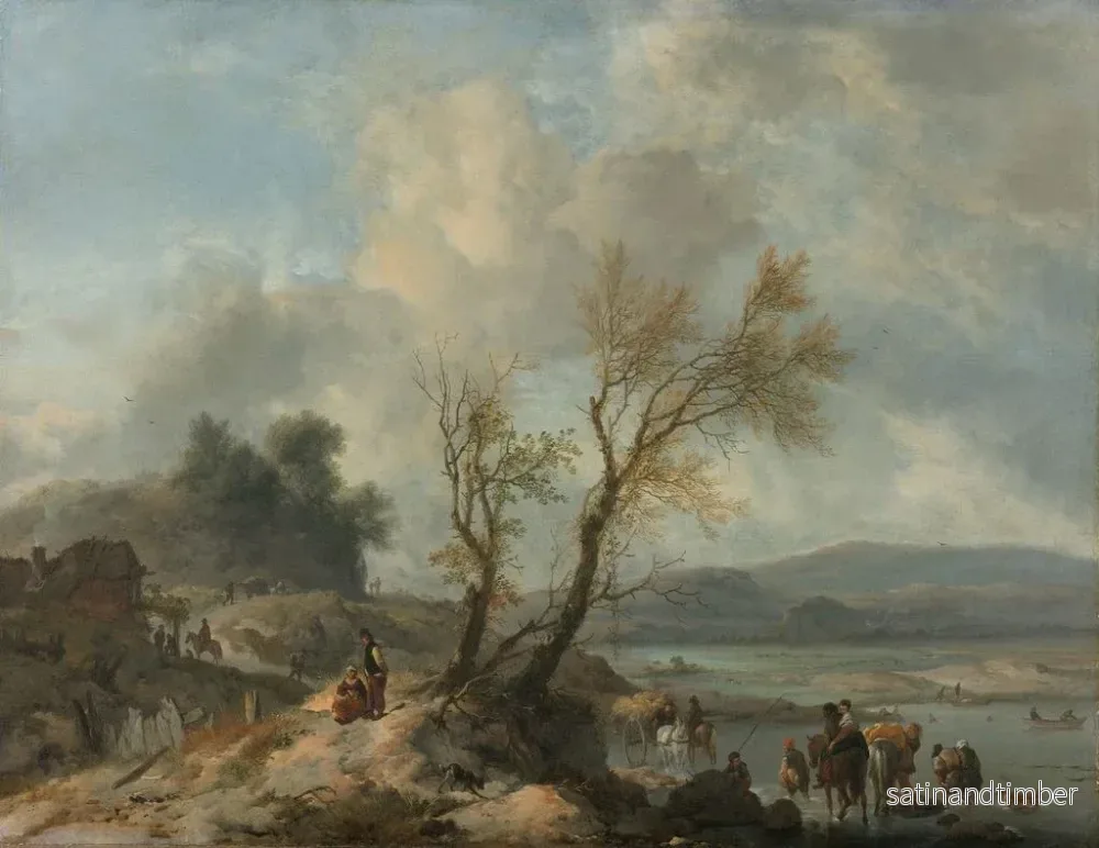 Reproduktion av målningen Landskapsmålning med en sandstig vid en flod - Philips Wouwerman - Bild 2