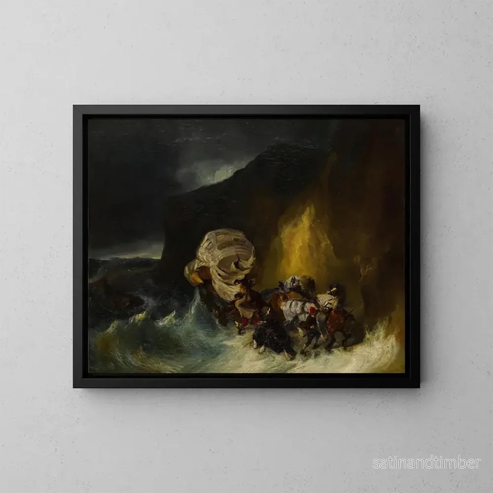 Reproduktion av målningen Caravane tagen under en storm vid havskusten – Eugène Isabey Reproduktion av målningen Caravane tagen under en storm vid havskusten – Eugène Isabey