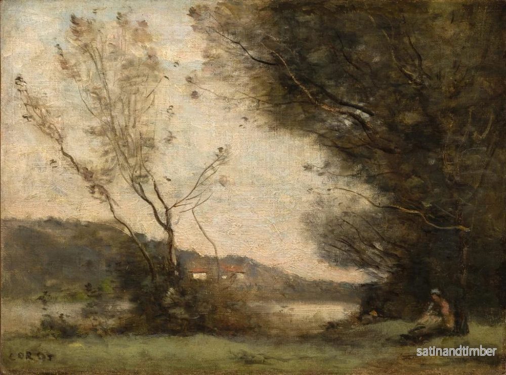 Reproduktion av målningen vid flodkanten - Jean-Baptiste-Camille Corot - Bild 2