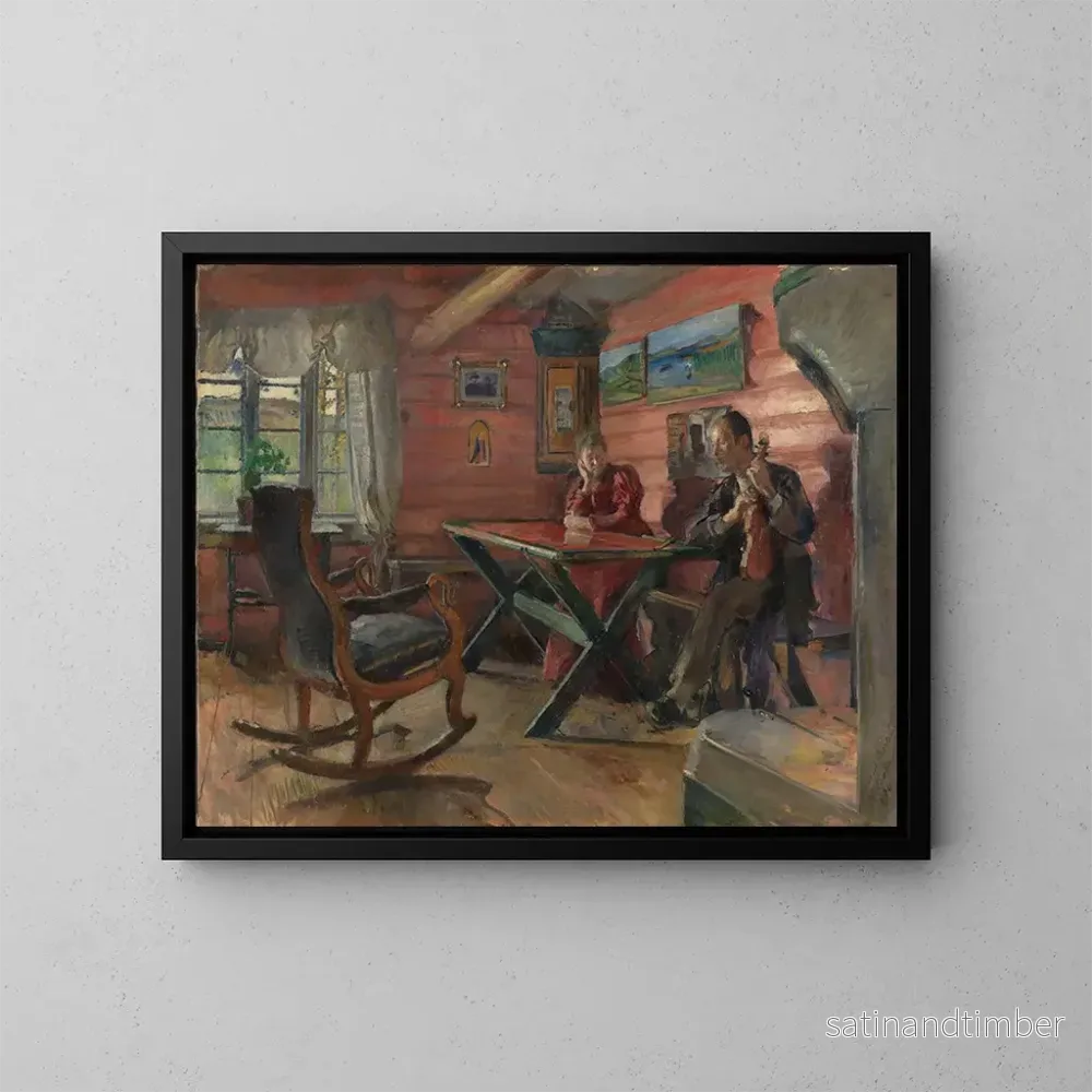 Reproduktion av målningen Le salon à Kolbotn, chez Hulda et Arne Garborg - Harriet Backer