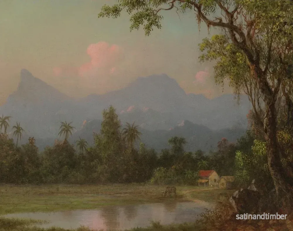 Reproduktion av målningen av en sydamerikansk scen med en stuga - Martin Johnson Heade - Bild 2