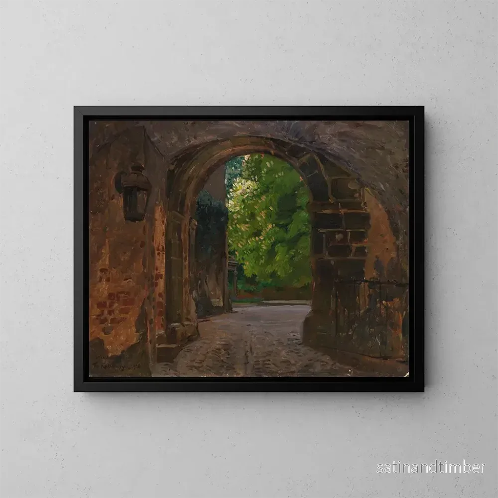 Reproduktion av målningen Porte de la ville, entrée du château de Wiesenburg en Marche - Friedrich Kallmorgen