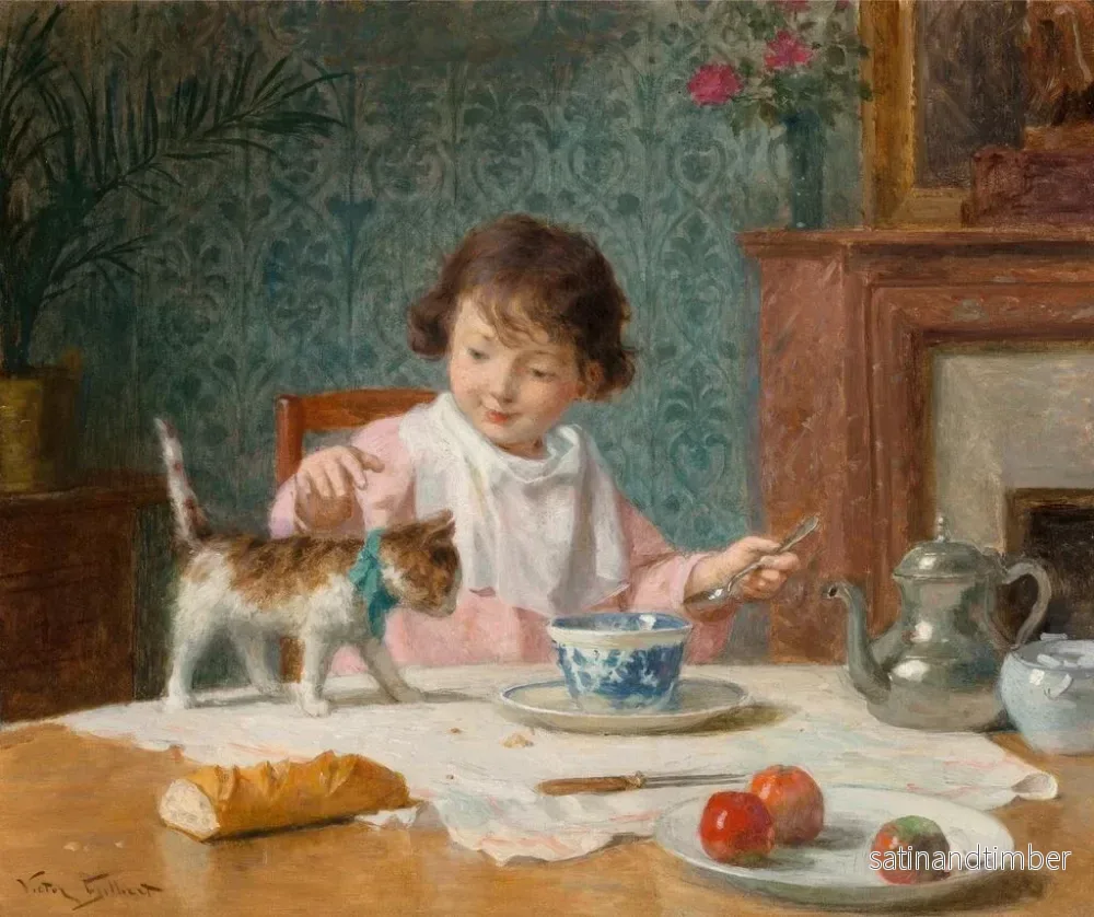 Reproduktion av målningen Ung flicka med katt - Victor Gabriel Gilbert - Bild 2