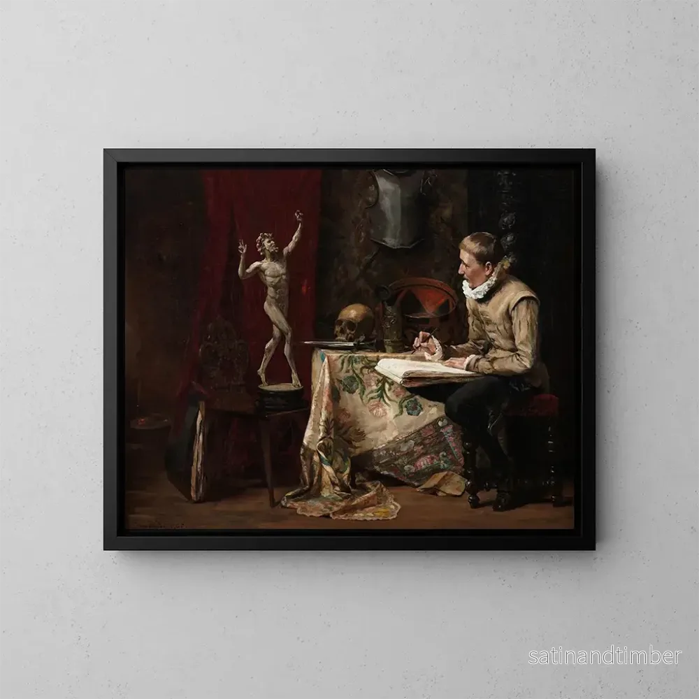 Reproduktion av målningen L'Atelier de l'artiste avec autoportrait - Hugo Birger