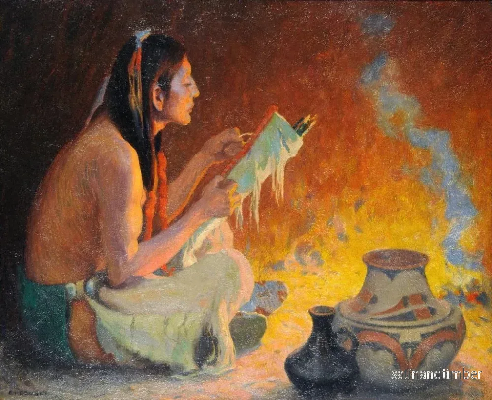 Reproduktion av målningen Le fabricant de carquois - Eanger Irving Couse - Bild 2