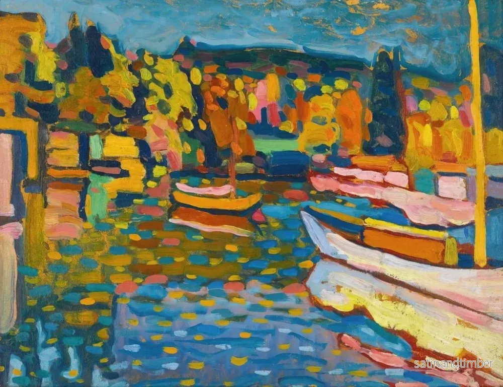 Reproduktion av målningen Studie för höstlandskap med båtar - Wassily Kandinsky - Bild 2