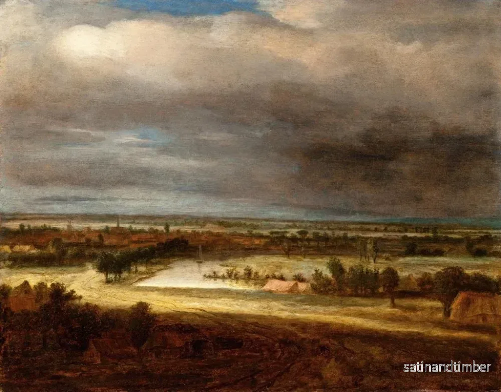 Reproduktion av målningen Landskapslandskap med en by - Philips Koninck - Bild 2