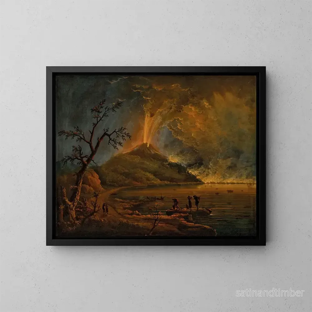 Reproduktion av målningen En vulkan som eruptar på natten, troligen Etna - Carlo Bonavia