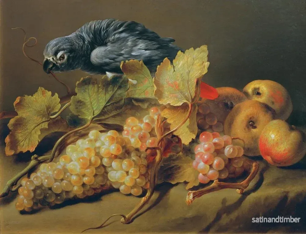 Reproduktion av målningen av naturtavla med papegoja och druvor - Erasmus von Engert - Bild 2