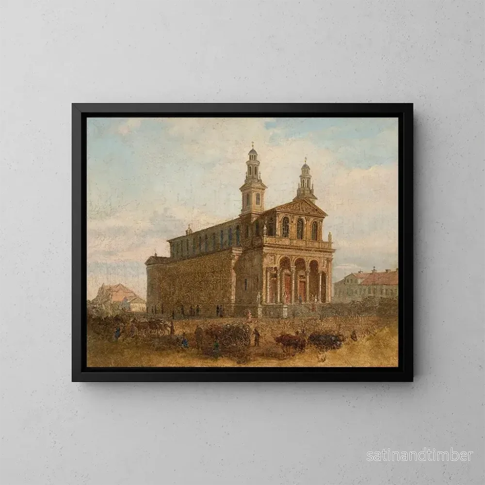 Reproduktion av målningen Vue de l'église Saint-Charles-Borromée à Varsovie - Feliks Brzozowski