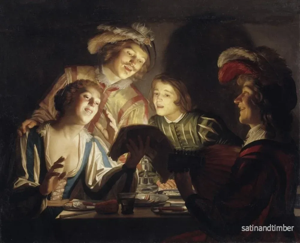 Reproduktion av målningen av musikgrupp med ljuslykta - Gerard van Honthorst - Bild 2