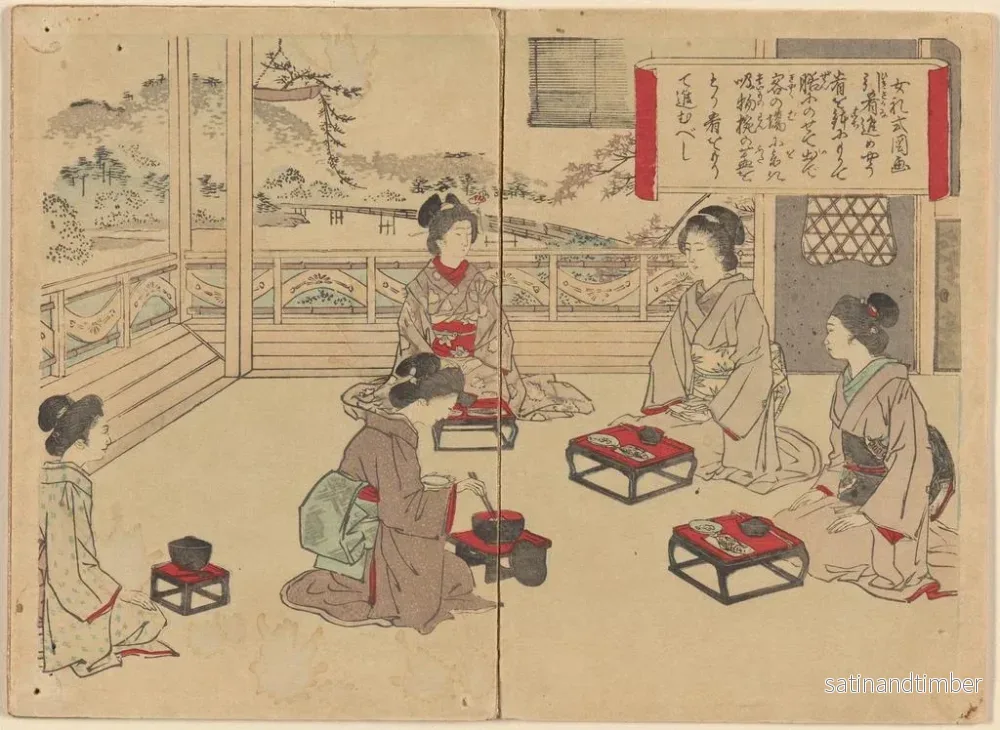 Reproduktion av målningen av Manière de manger un repas dans les images des manières féminines - Bunkyu Sakura - Bild 2