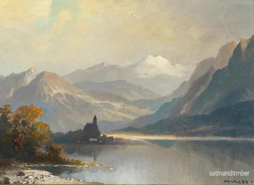 Reproduktion av målningen En bergssjö med en kapell - Oskar Mulley - Bild 2